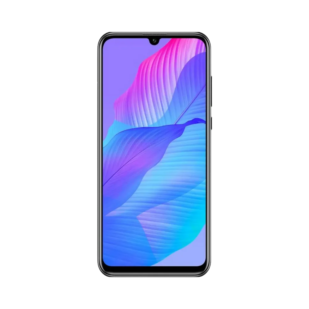 Huawei Y8p en position verticale avec écran allumé affichant un dégradé violet et bleu, parfait pour illustrer réparation écran original et diagnostic gratuit chez iTelier Lyon.