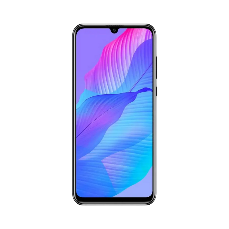 Huawei Y8p en position verticale avec écran allumé affichant un dégradé violet et bleu, parfait pour illustrer réparation écran original et diagnostic gratuit chez iTelier Lyon.