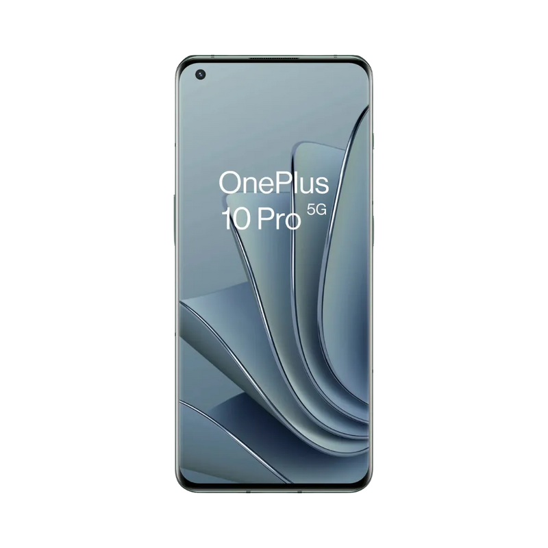 Réparation OnePlus 10 Pro iTelier Lyon – téléphone présenté de face en position verticale, écran allumé avec fond bleu-gris marqué Never Settle, idéal pour réparation écran, diagnostic offert et changement batterie rapide.