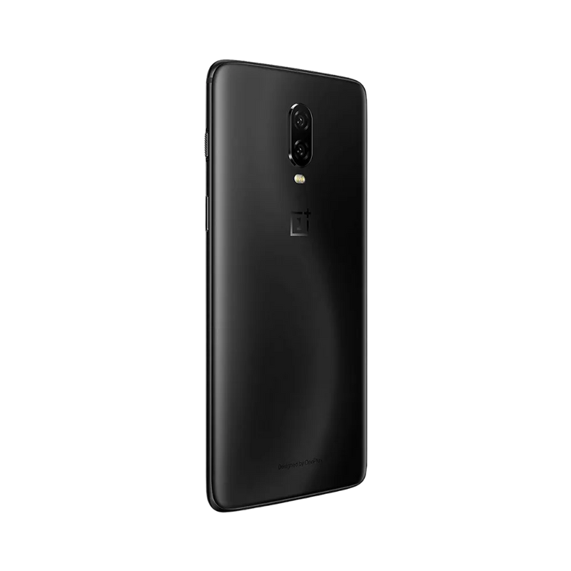 Réparation OnePlus 6T iTelier Lyon – smartphone affiché de profil gauche et droit en position verticale, finesse et boutons latéraux visibles, adapté aux réparations bouton power, volume et remplacement connecteur de charge.