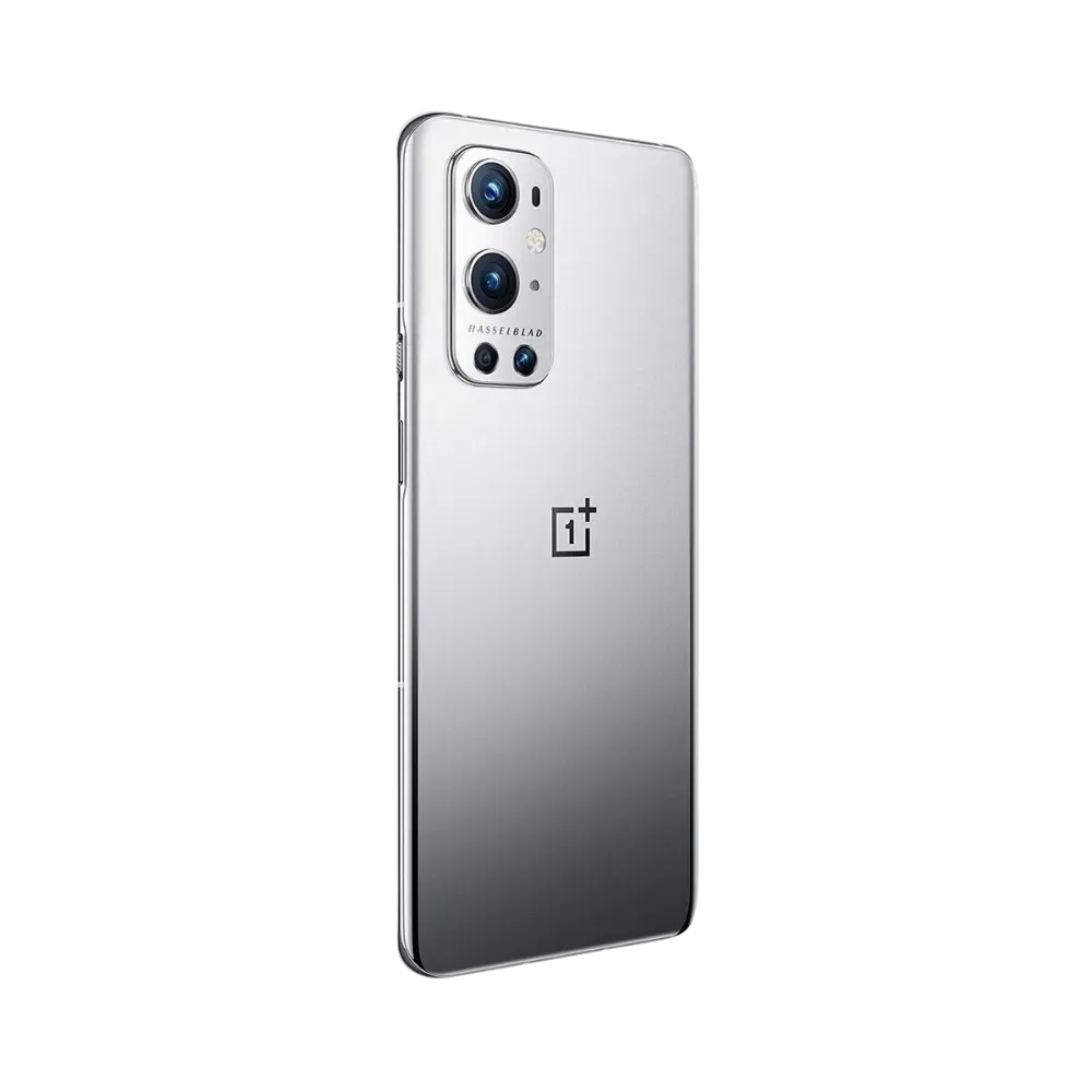 Réparation OnePlus 9 Pro iTelier Lyon – smartphone affiché de profil gauche et droit en position verticale, finesse et boutons latéraux visibles, adapté aux réparations bouton power, volume et remplacement connecteur de charge.