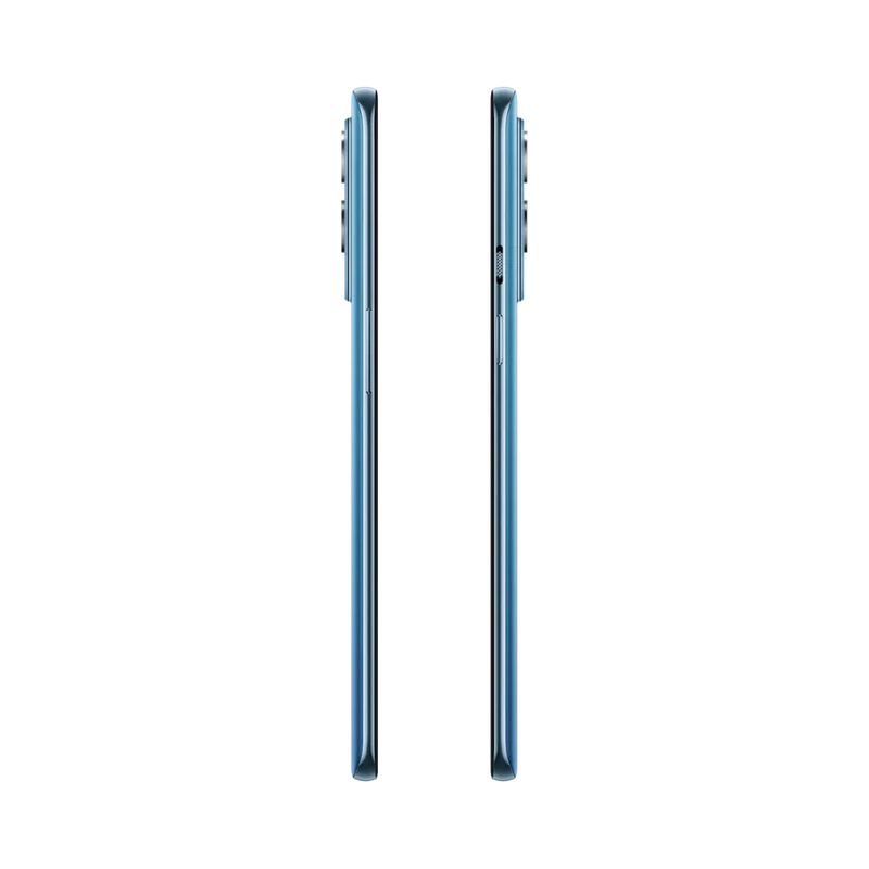 Réparation OnePlus 9 iTelier Lyon – smartphone affiché de profil gauche et droit en position verticale, finesse et boutons latéraux visibles, adapté aux réparations bouton power, volume et remplacement connecteur de charge.