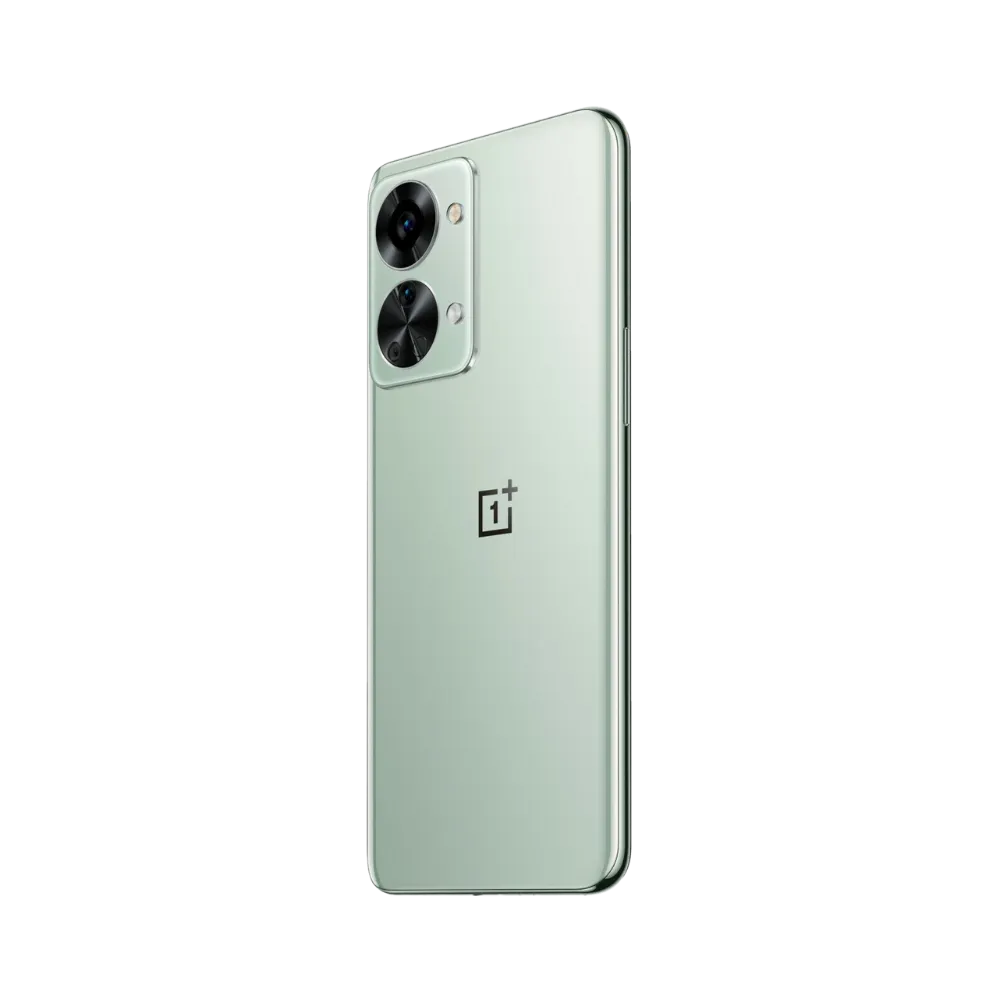 Réparation OnePlus Nord 2T iTelier Lyon – smartphone affiché de profil gauche et droit en position verticale, finesse et boutons latéraux visibles, adapté aux réparations bouton power, volume et remplacement connecteur de charge.