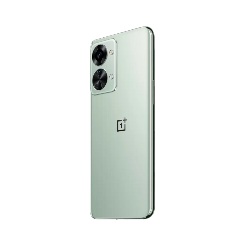 Réparation OnePlus Nord 2T iTelier Lyon – smartphone affiché de profil gauche et droit en position verticale, finesse et boutons latéraux visibles, adapté aux réparations bouton power, volume et remplacement connecteur de charge.