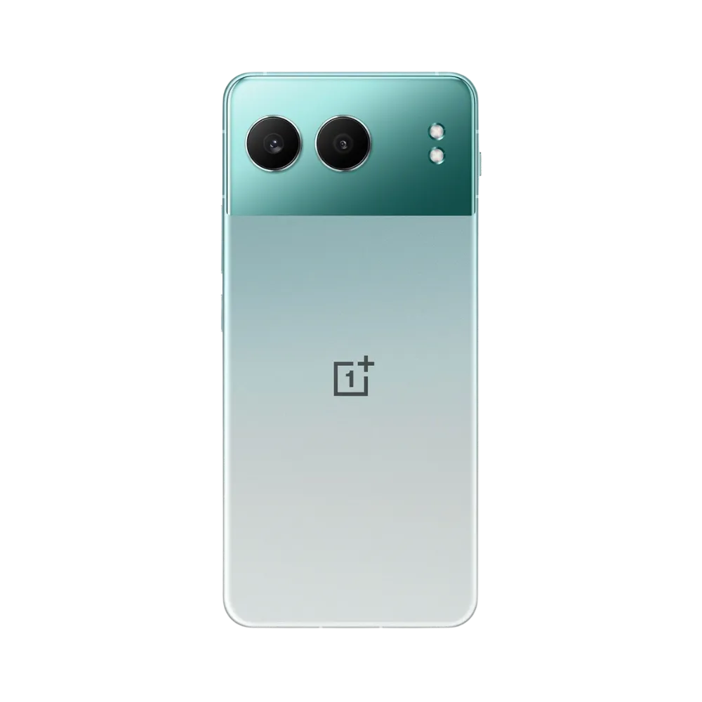 Réparation OnePlus Nord 4 iTelier Lyon – smartphone montré de dos en position verticale, coloris vert clair avec double capteur photo horizontal, optimisé pour réparation vitre arrière, caméra et batterie.