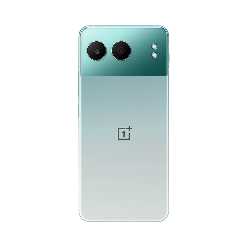Réparation OnePlus Nord 4 iTelier Lyon – smartphone montré de dos en position verticale, coloris vert clair avec double capteur photo horizontal, optimisé pour réparation vitre arrière, caméra et batterie.