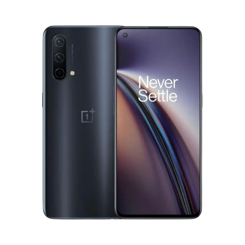 Réparation OnePlus Nord CE iTelier Lyon – smartphone affiché avec écran avant allumé en position verticale et dos noir visible à gauche avec triple capteur photo vertical, optimisé pour remplacement écran, batterie et diagnostic gratuit.