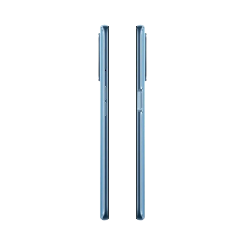 Oppo A16 montré de profil gauche et droit, finesse du châssis bleu et boutons latéraux visibles. Image optimisée iTelier Lyon pour réparation boutons, connecteur et diagnostic gratuit avec garantie.