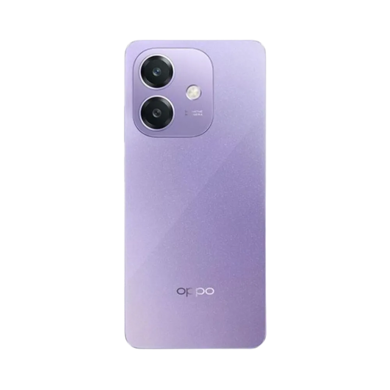 Smartphone Oppo A40 en vue arrière couleur violet clair, double capteur photo circulaire en haut à gauche. Photo iTelier Lyon pour réparation vitre arrière, batterie et diagnostic gratuit.