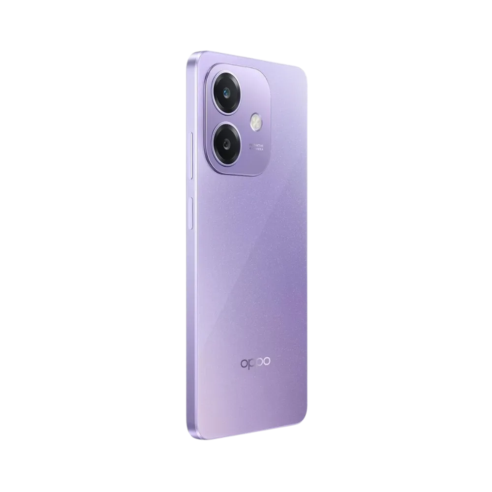 Oppo A40 présenté en vue arrière légèrement de biais, finition violette brillante mise en valeur. Image optimisée iTelier Lyon pour réparation vitre arrière, châssis et diagnostic gratuit garanti.