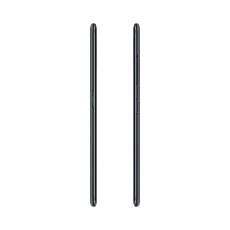 Oppo A5 2020 montré de profil gauche et droit, finesse du châssis noir et boutons latéraux visibles. Image optimisée iTelier Lyon pour réparation boutons, connecteur et diagnostic gratuit garanti.