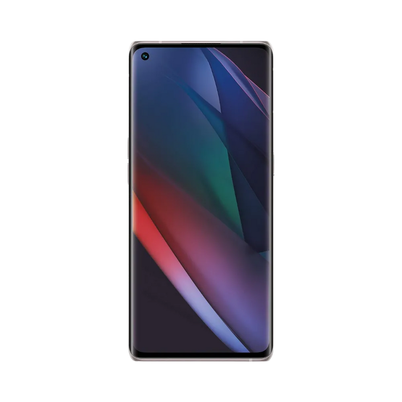 Oppo Find X3 Neo affiché en vue frontale avec écran allumé sur fond multicolore sombre. Illustration iTelier Lyon pour réparation écran cassé, vitre tactile, diagnostic offert et service rapide garanti.