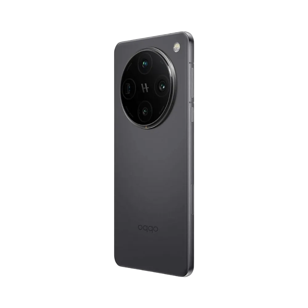 Oppo Find X8 Pro présenté en vue arrière légèrement de biais, module photo circulaire noir bien mis en valeur. Image optimisée iTelier Lyon pour réparation vitre arrière, châssis et diagnostic gratuit.