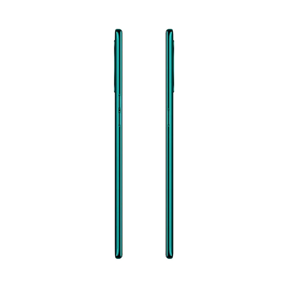 Oppo RX17 Pro présenté de profil gauche et droit, finesse du châssis vert et boutons latéraux visibles. Image optimisée iTelier Lyon pour réparation boutons, connecteur et diagnostic gratuit.
