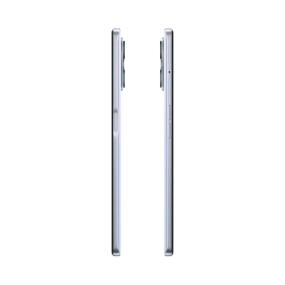 Réparation Realme 9 5G iTelier Lyon – smartphone affiché de profil gauche et droit en position verticale, finesse et boutons latéraux visibles, adapté aux réparations bouton power, volume et remplacement connecteur de charge.