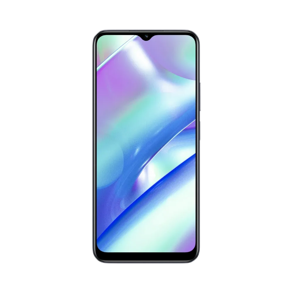 Réparation Realme C33 iTelier Lyon – téléphone présenté de face en position verticale, écran allumé avec fond violet et bleu marqué Realme C33, idéal pour réparation écran, diagnostic offert et changement batterie rapide.