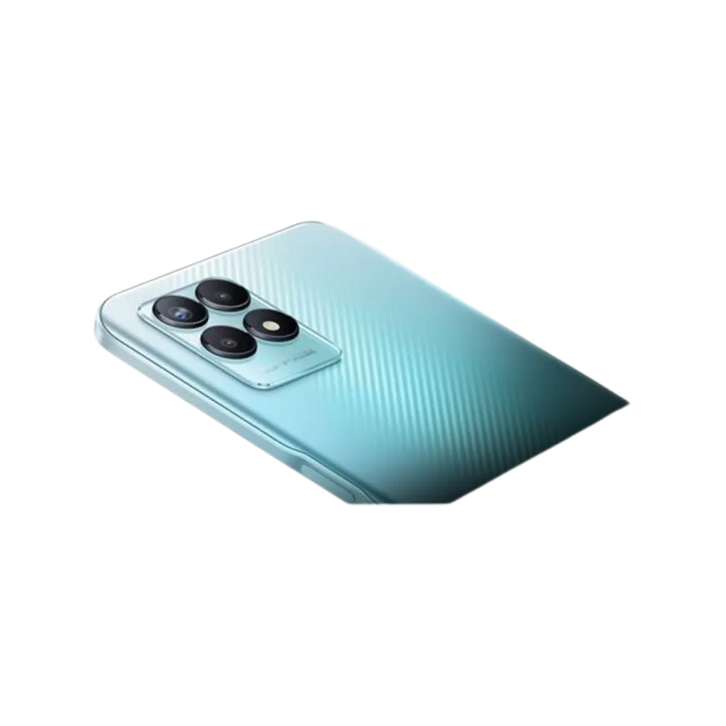 Réparation Realme Narzo 50 4G iTelier Lyon – smartphone en légère inclinaison, vue de trois-quarts sur le dos vert dégradé et module photo, optimisé pour réparation vitre arrière et diagnostic complet.