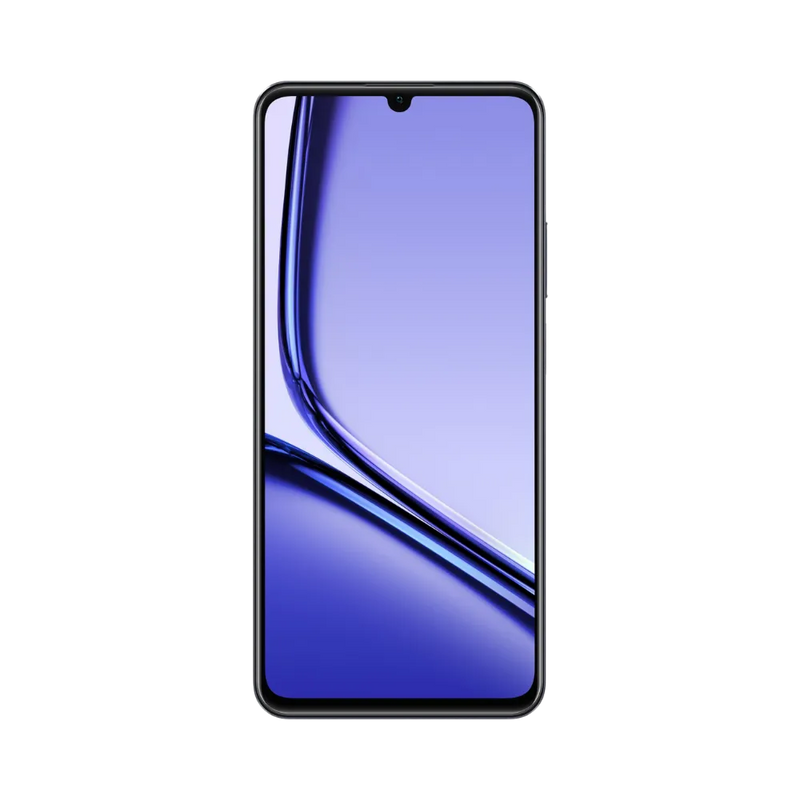 Réparation Realme Note 50 iTelier Lyon – téléphone de face en position verticale, écran allumé avec fond violet et logo Note 50, adapté aux réparations d’écran, changement batterie et diagnostic offert en boutique.