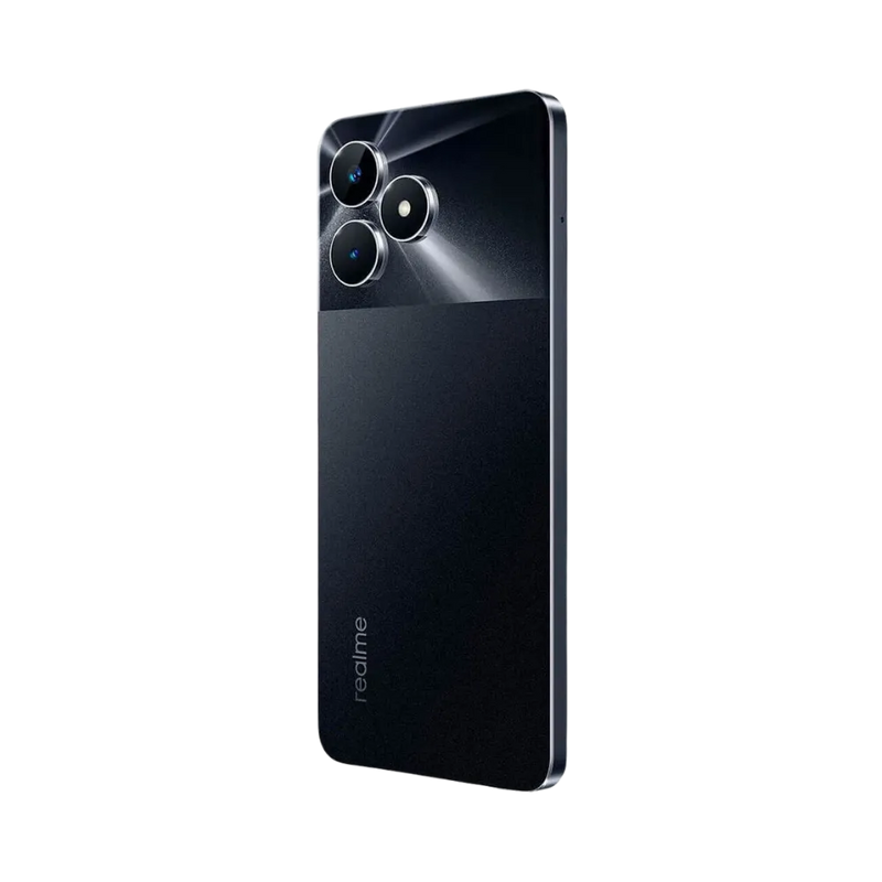 Réparation Realme Note 50 iTelier Lyon – smartphone affiché de profil gauche et droit, finesse et boutons latéraux visibles, idéal pour réparation bouton power, volume et remplacement connecteur de charge.