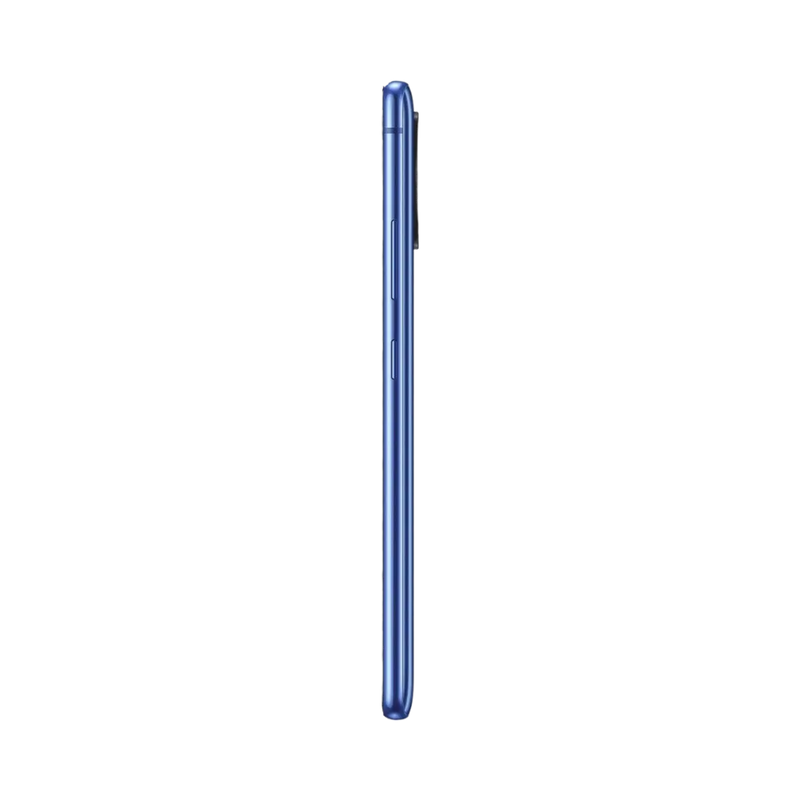 Profil du Samsung Galaxy S10 Lite bleu, tranche latérale fine avec boutons d’alimentation et volume. iTelier Lyon : réparation bouton power, remplacement écran AMOLED, port USB-C. Garantie 1 an et service express en boutique ou par envoi postal.