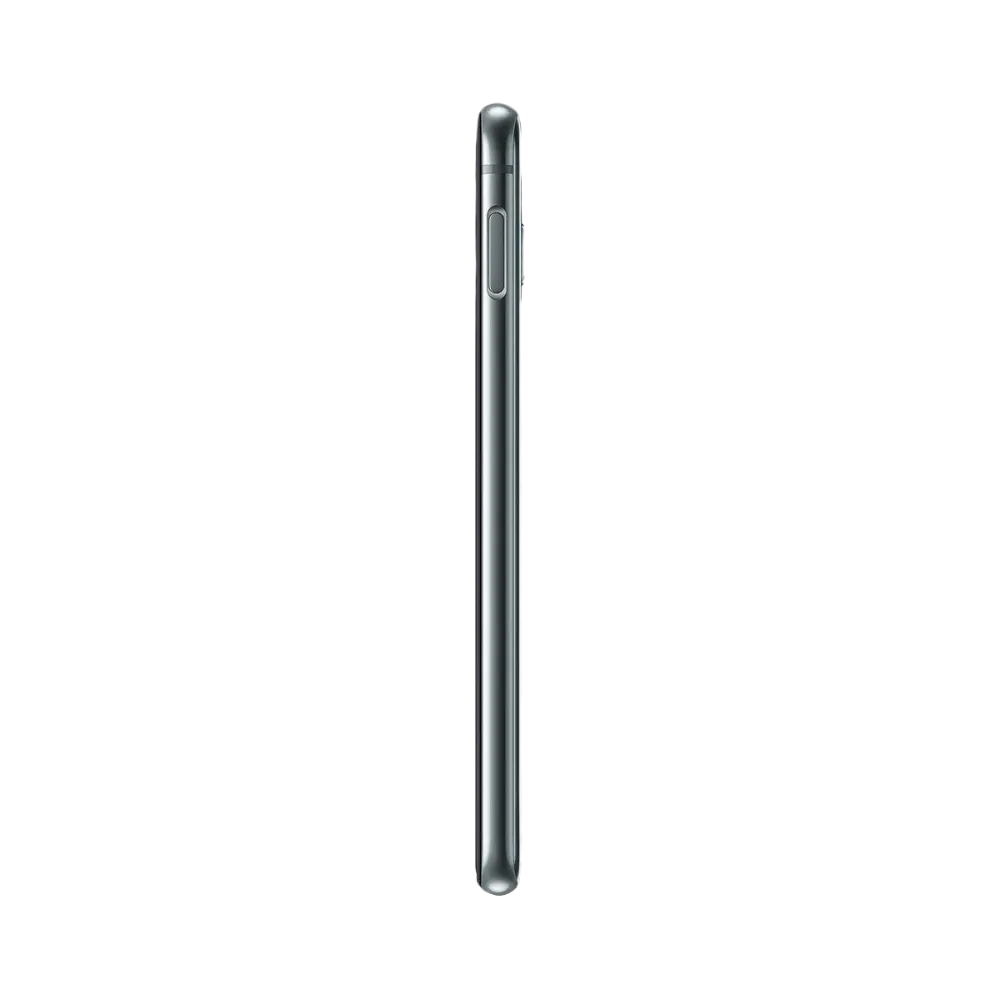 Profil du Samsung Galaxy S10e vert, tranche latérale montrant boutons power et volume. iTelier Lyon : réparation bouton alimentation, remplacement écran AMOLED, connecteur USB-C. Garantie 1 an et service rapide en boutique ou par correspondance.