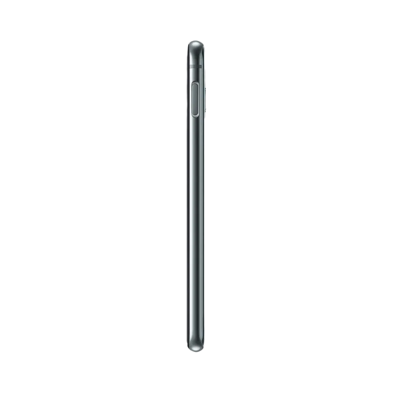Profil du Samsung Galaxy S10e vert, tranche latérale montrant boutons power et volume. iTelier Lyon : réparation bouton alimentation, remplacement écran AMOLED, connecteur USB-C. Garantie 1 an et service rapide en boutique ou par correspondance.