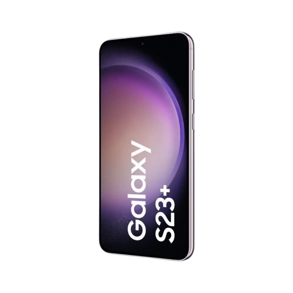 Deux Galaxy S23 Plus présentés côte à côte : un de face avec écran affichant Galaxy S23+ et un de dos en finition rose clair avec triple caméra. iTelier Lyon : réparation écran, vitre arrière, batterie et caméra. Diagnostic gratuit et service rapide.