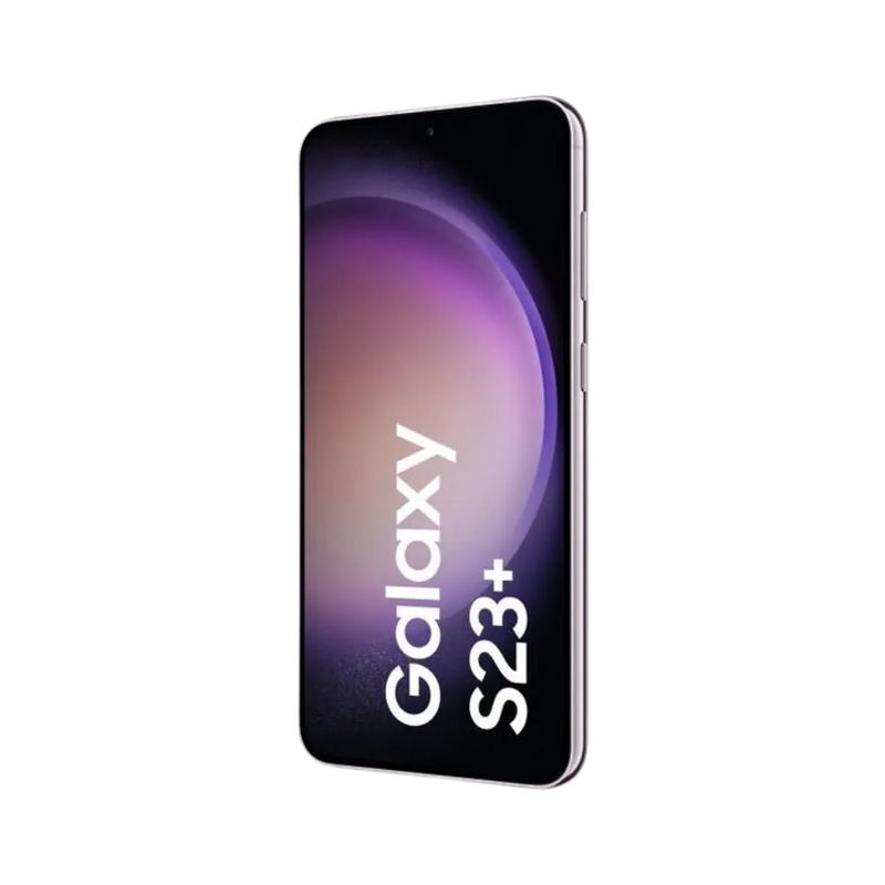 Deux Galaxy S23 Plus présentés côte à côte : un de face avec écran affichant Galaxy S23+ et un de dos en finition rose clair avec triple caméra. iTelier Lyon : réparation écran, vitre arrière, batterie et caméra. Diagnostic gratuit et service rapide.