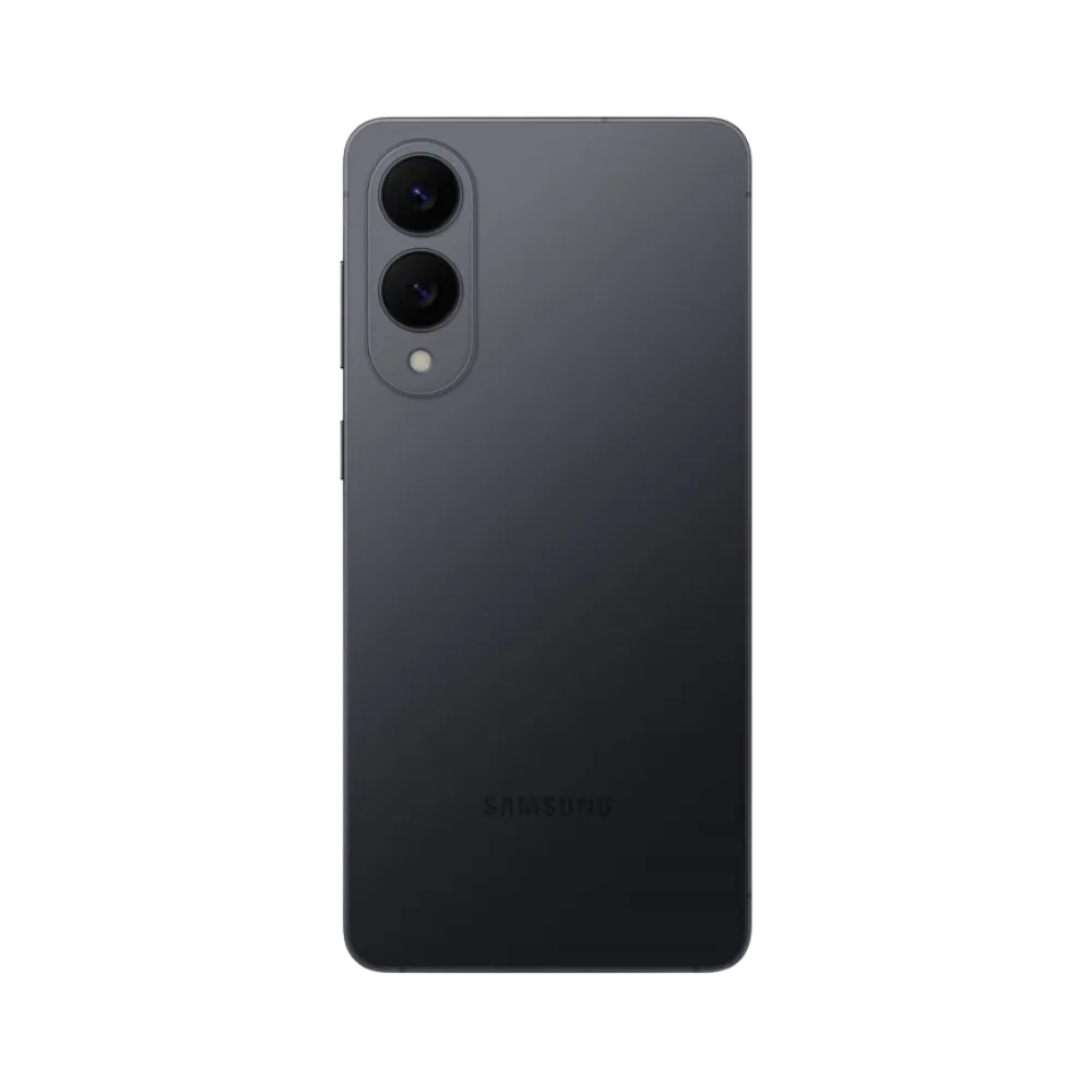 Dos du Galaxy S25 Edge noir mat, double caméra verticale avec flash intégré. Visuel iTelier Lyon : remplacement vitre arrière, réparation appareil photo, changement batterie et connecteur USB-C. Diagnostic gratuit, service garanti.