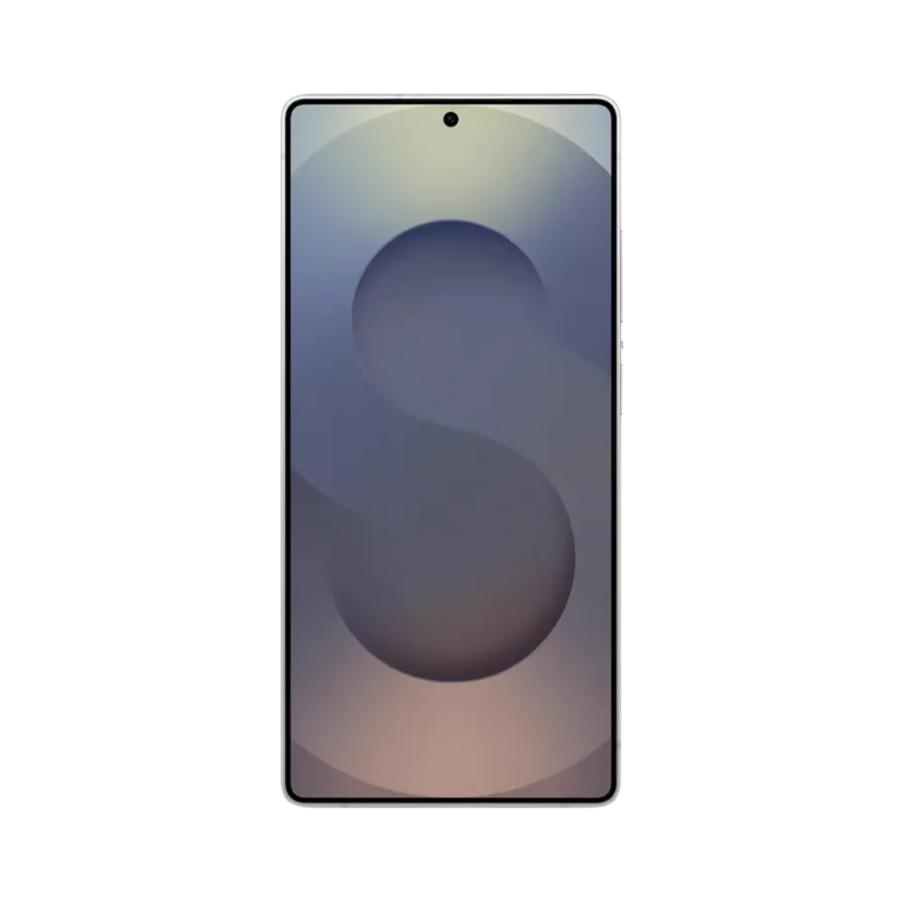 Face avant du Galaxy S25 Ultra gris, écran bord à bord avec poinçon central et affichage lumineux. Réparation iTelier Lyon : changement écran OLED, remise en état tactile, test complet. Diagnostic offert, réparation express avec pièces certifiées.