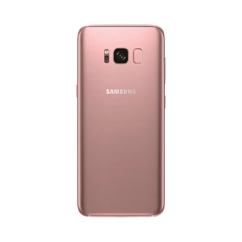Dos du Galaxy S8 rose avec capteur d’empreintes et module photo arrière. iTelier Lyon : changement vitre arrière, batterie, caméra, lecteur biométrique. Pièces d’origine et garantie 1 an incluse.