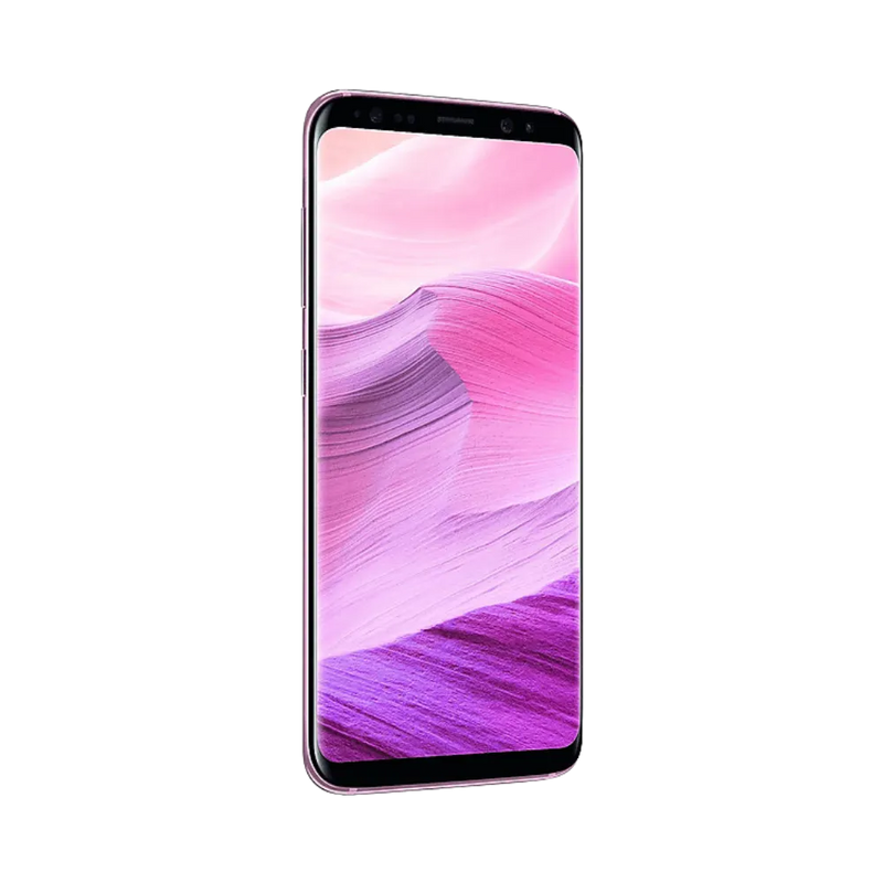 Samsung Galaxy S8 rose en vue frontale avec écran AMOLED incurvé et affichage net. Réparations iTelier Lyon : remplacement écran complet, tactile, vitre avant. Diagnostic gratuit et réparations rapides avec pièces de qualité.