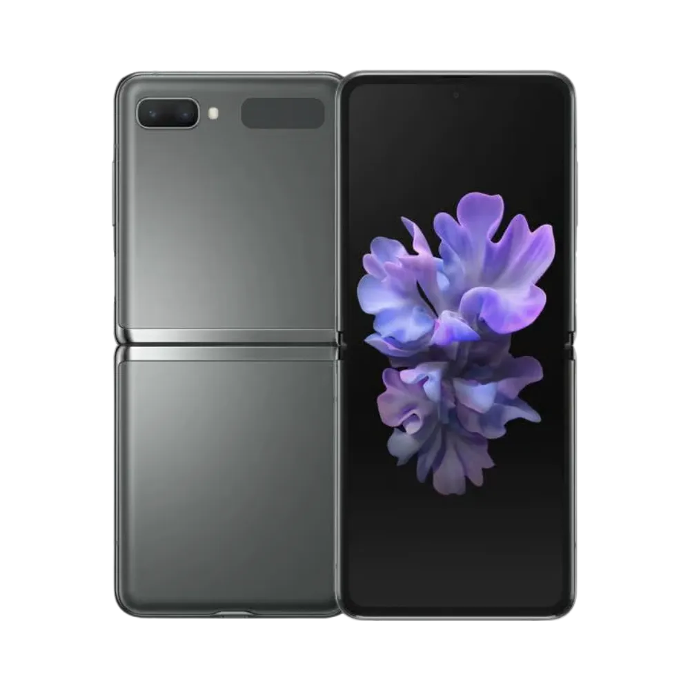 Vue latérale du Samsung Galaxy Z Flip fermé avec charnière apparente. iTelier Lyon : réparation charnière pliable, remplacement écran interne ou externe, changement batterie. Service rapide à Lyon et par correspondance.