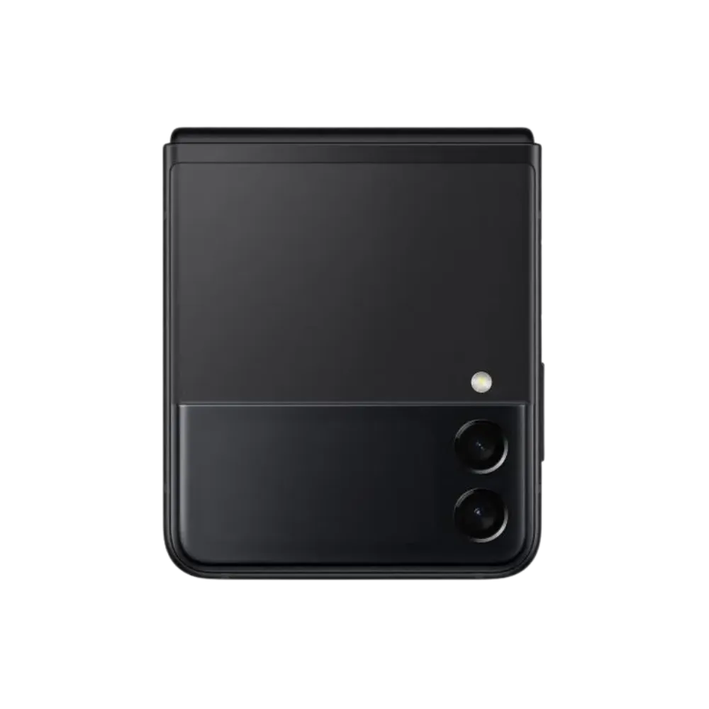 Samsung Galaxy Z Flip3 5G plié en mode compact avec écran externe visible. iTelier Lyon : réparation charnière, changement écran externe, remplacement batterie. Diagnostic offert et pièces garanties.