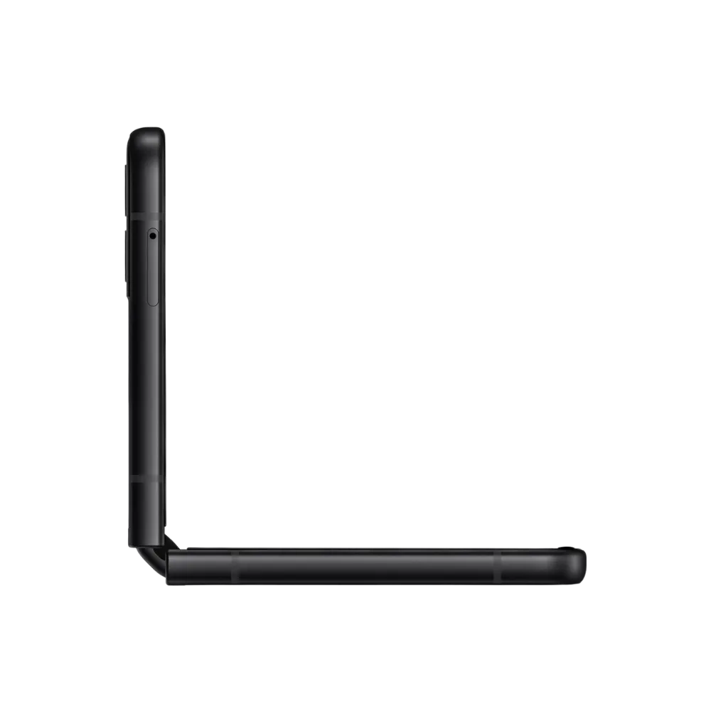 Samsung Galaxy Z Flip3 5G plié en mode compact avec écran externe visible. iTelier Lyon : réparation charnière, changement écran externe, remplacement batterie. Diagnostic offert et pièces garanties.