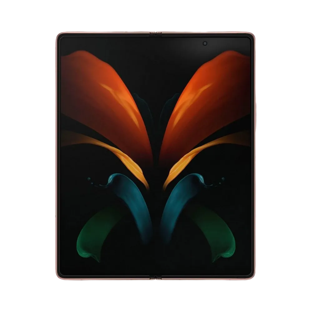 Samsung Galaxy Z Fold2 utilisé en mode tablette avec son grand écran pliable AMOLED. iTelier Lyon : remplacement dalle interne, réparation écran pliable fissuré ou charnière défectueuse. Service express à Lyon et par correspondance.