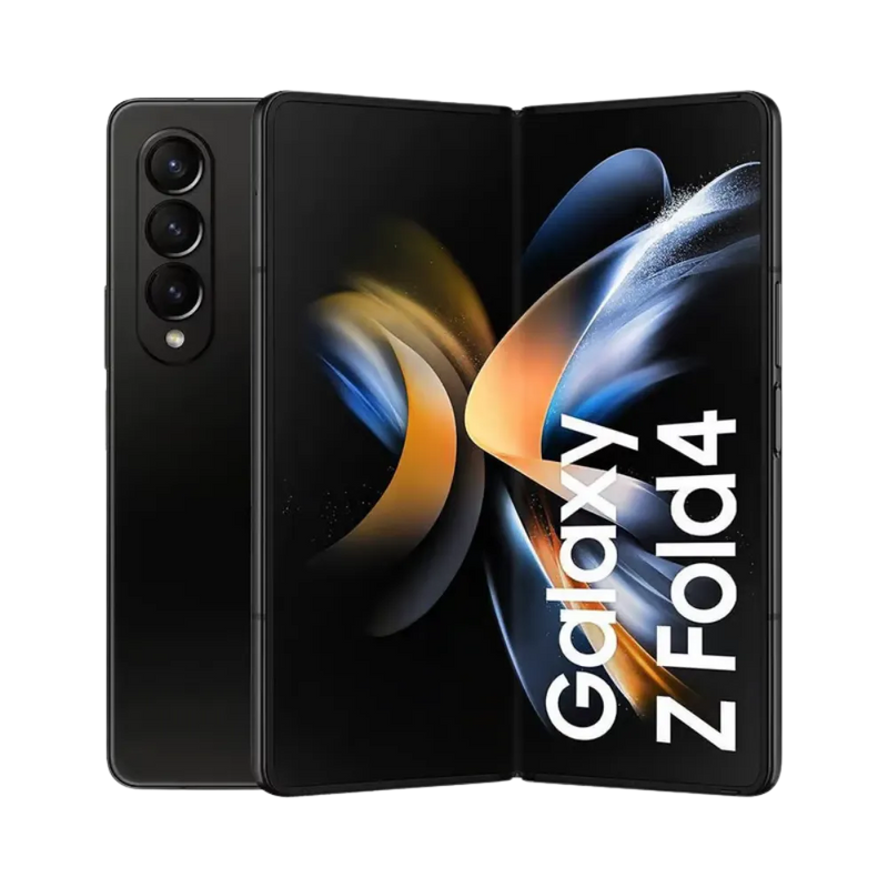 Samsung Galaxy Z Fold4 ouvert montrant son grand écran pliable AMOLED. iTelier Lyon : réparation écran interne pliable, changement dalle tactile fissurée, prise en charge charnière endommagée. Garantie 1 an et diagnostic gratuit.