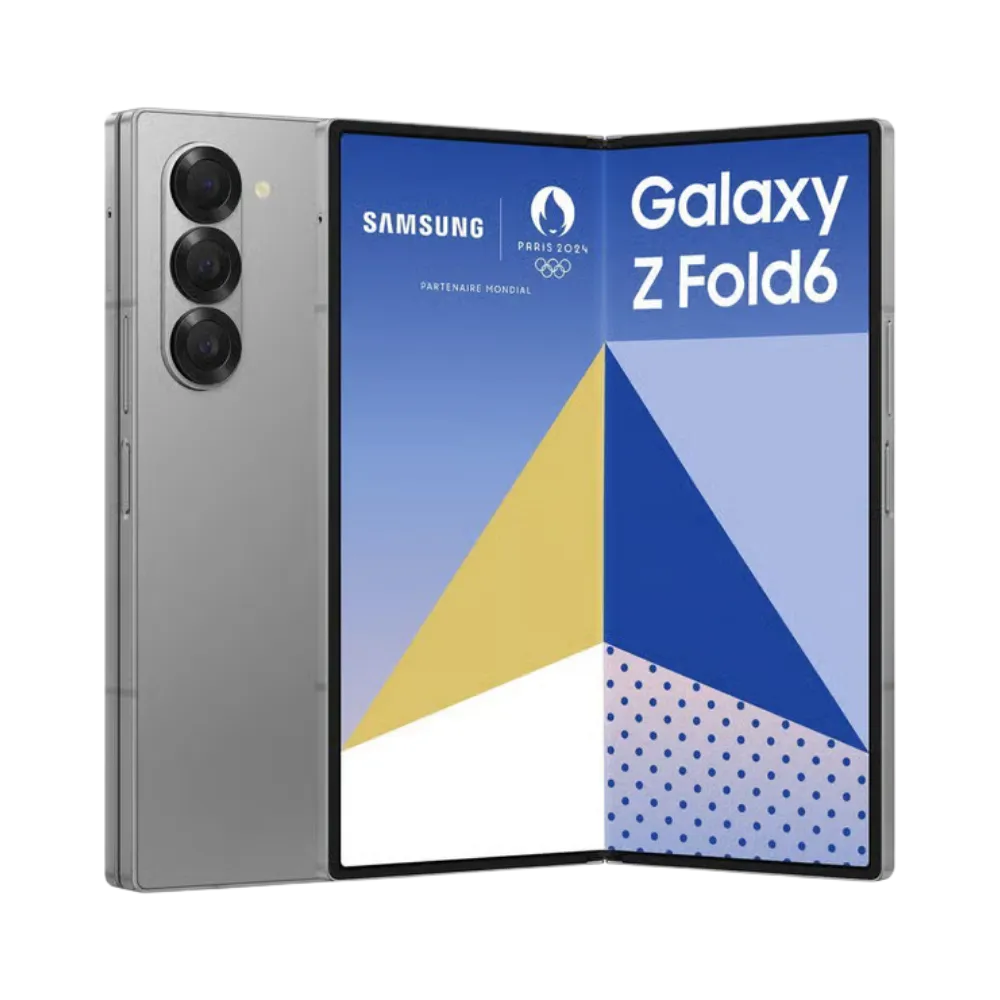 Samsung Galaxy Z Fold6 déplié avec son grand écran pliable interne. iTelier Lyon : réparation écran interne AMOLED, charnière endommagée, vitre tactile fissurée. Diagnostic gratuit et garantie 1 an en boutique ou par correspondance.