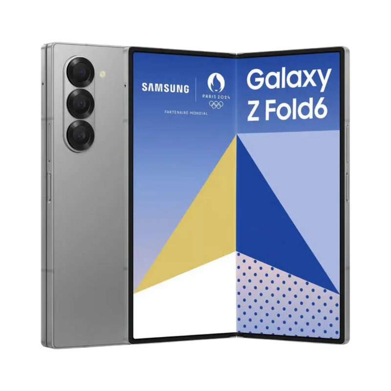 Samsung Galaxy Z Fold6 déplié avec son grand écran pliable interne. iTelier Lyon : réparation écran interne AMOLED, charnière endommagée, vitre tactile fissurée. Diagnostic gratuit et garantie 1 an en boutique ou par correspondance.