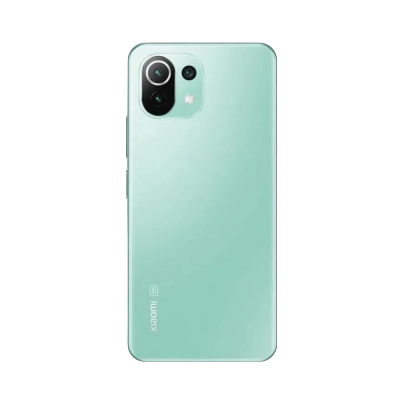 Dos du Xiaomi 11 Lite 5G NE vert avec bloc photo rectangulaire compact — réparation appareil photo et vitre arrière chez iTelier Lyon, techniciens experts, diagnostic offert et pièces garanties.
