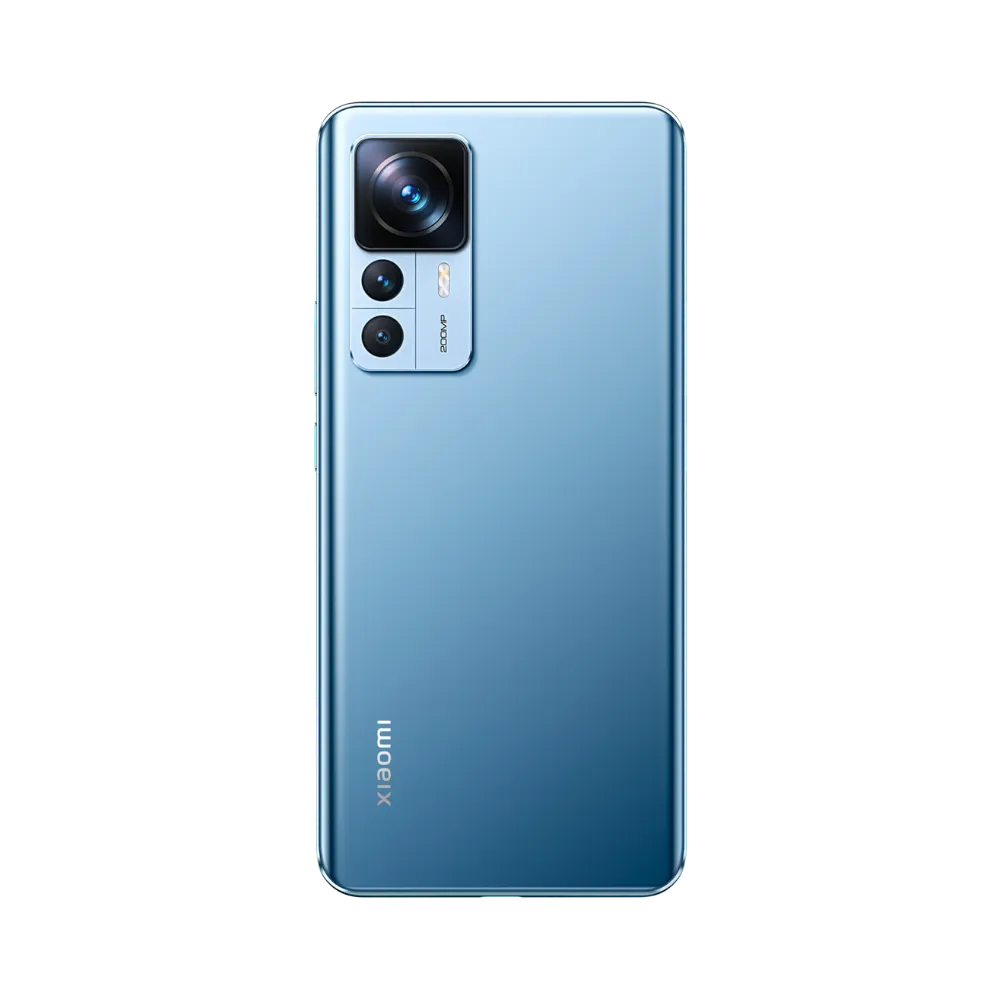 Dos du Xiaomi 12T Pro bleu avec bloc photo rectangulaire — réparation appareil photo et vitre arrière chez iTelier Lyon, techniciens experts, diagnostic offert, pièces garanties 1 an.