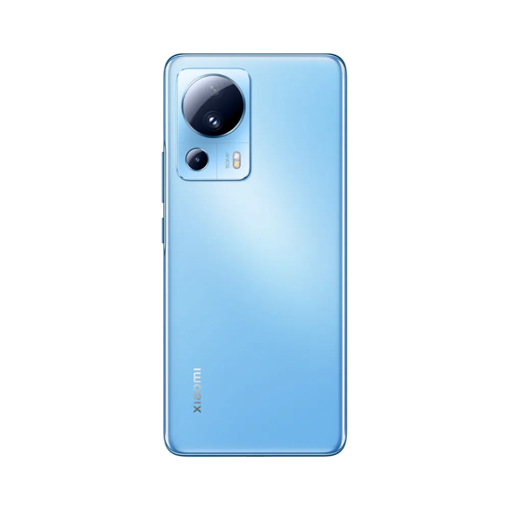 Dos du Xiaomi 13 Lite bleu avec bloc photo circulaire — réparation appareil photo et vitre arrière chez iTelier Lyon, techniciens experts, diagnostic gratuit, pièces garanties 1 an.