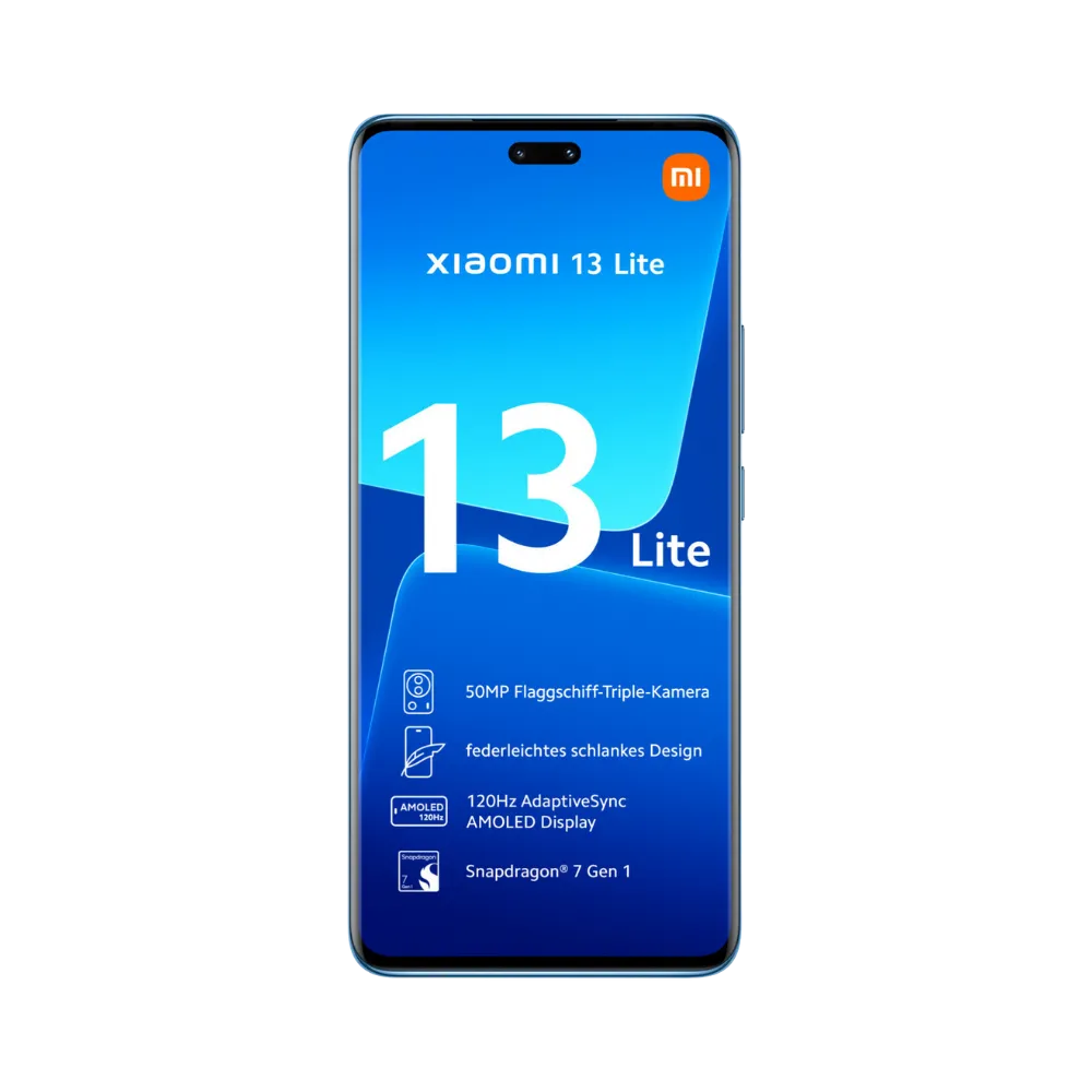 Écran du Xiaomi 13 Lite bleu — remplacement vitre et dalle originale par iTelier Lyon, réparation rapide avec garantie 1 an, devis gratuit et service en boutique ou par correspondance.