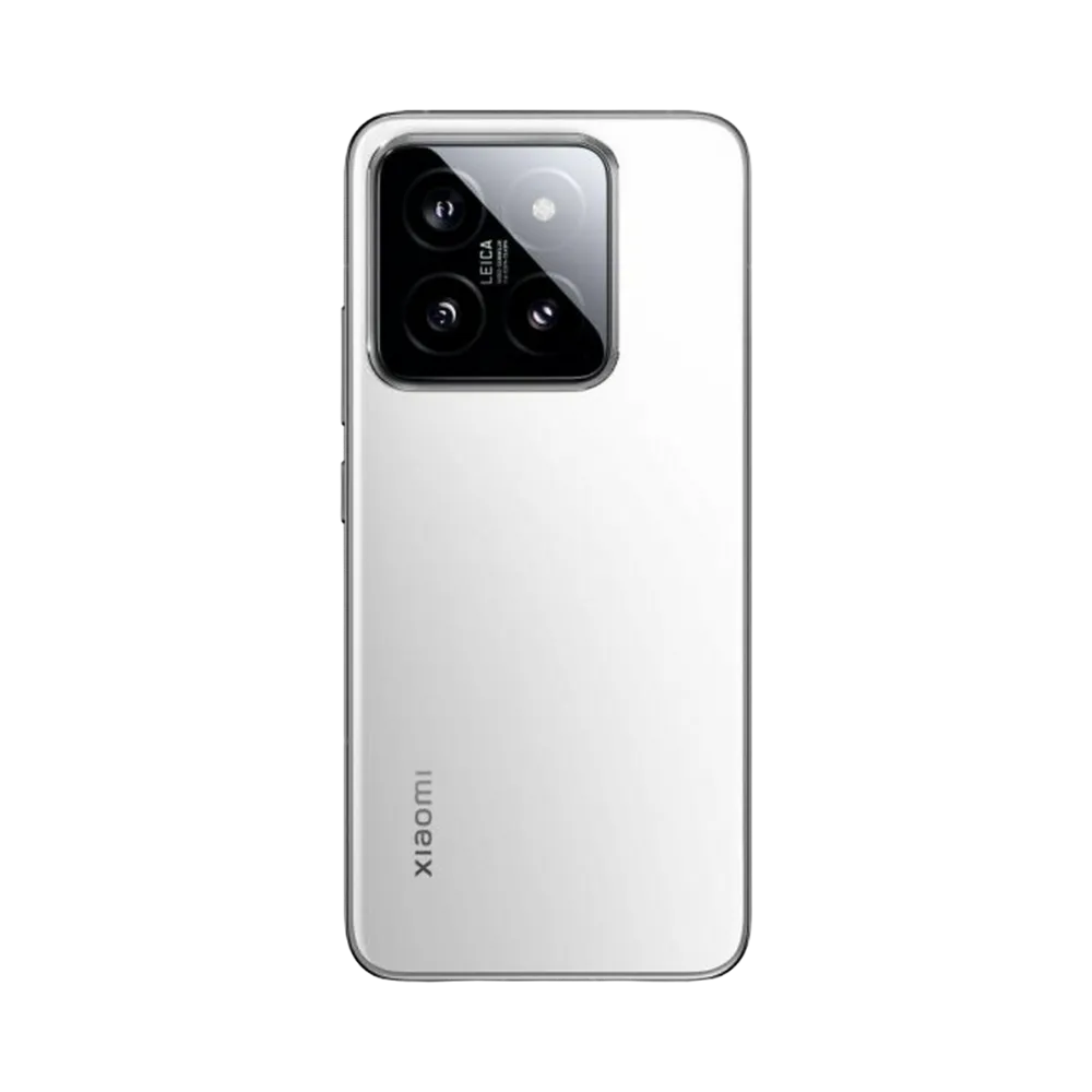 Dos du Xiaomi 14 blanc avec bloc photo carré — réparation appareil photo et vitre arrière chez iTelier Lyon, techniciens experts, pièces garanties 1 an, diagnostic gratuit.