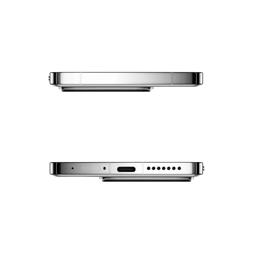 Tranches supérieure et inférieure du Xiaomi 14 blanc — réparation connecteur USB-C, haut-parleur et micro chez iTelier Lyon, diagnostic offert, garantie 1 an, service express.