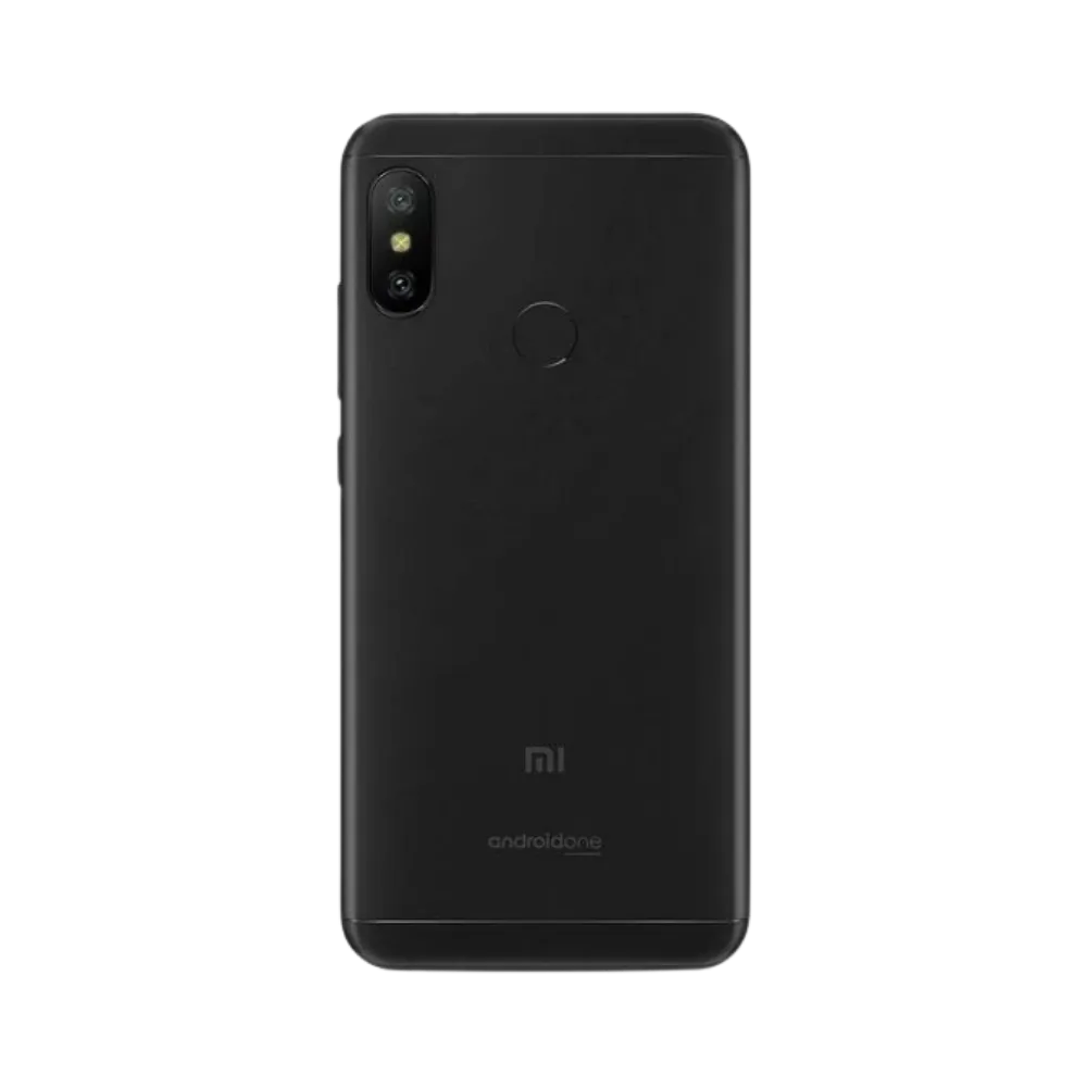 Dos du Xiaomi Mi A2 Lite noir avec double capteur photo vertical et lecteur d’empreinte — réparation lentille caméra, remplacement vitre arrière et maintenance batterie par iTelier Lyon, techniciens certifiés, service fiable et écologique.