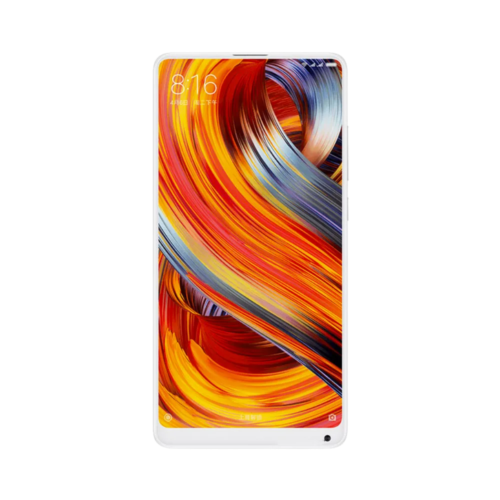 Écran avant du Xiaomi Mi Mix 2 blanc avec affichage plein écran borderless — réparation dalle LCD et vitre tactile originale chez iTelier Lyon, diagnostic offert, pièces garanties 12 mois, réparation rapide en boutique ou envoi postal.