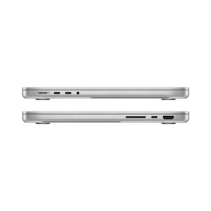 Vue de profil du MacBook Pro 14" 2023 – Réparation coque ou composants internes chez iTelier Lyon. Service fiable et rapide, diagnostic offert. Disponible à Lyon 6, Vénissieux, Clermont-Ferrand, Perpignan, Toulon, Reims et plus.