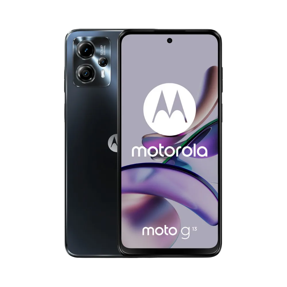 Réparation Motorola G13 à Lyon – iTelier : vue avant avec écran éteint, parfaite pour illustrer le remplacement d’écran fissuré ou tactile défectueux. Diagnostic gratuit, pièces garanties et service express en boutique Lyon 6 ou par envoi national.