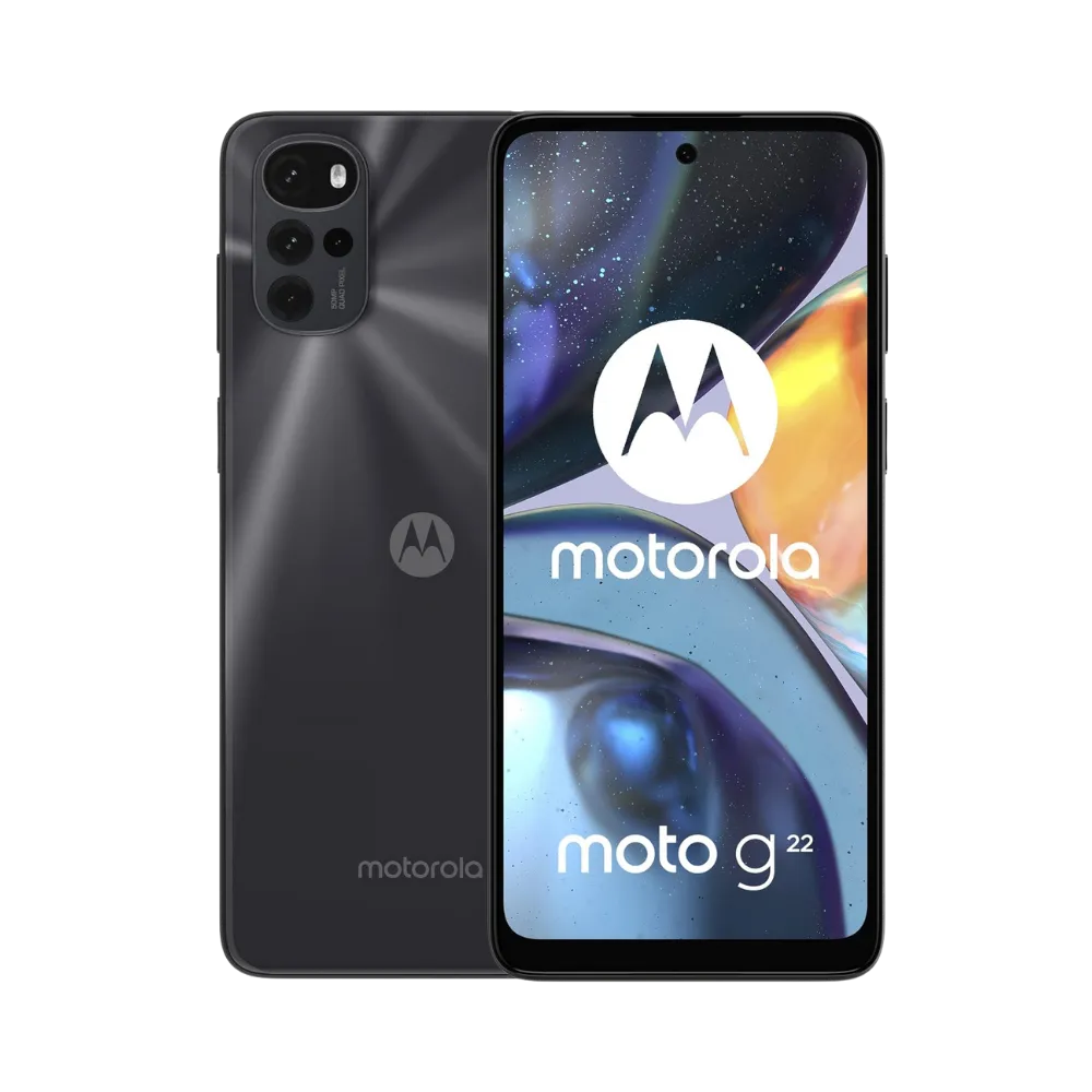 Motorola G22 – vue avant et dos. iTelier Lyon : remplacement d’écran (vitre/tactile) et réparation vitre arrière ou châssis. Diagnostic gratuit, pièces garanties, service express en boutique Lyon 6 et par envoi national.